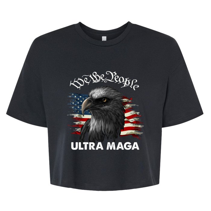 Ultra MAGA American Flag We The People Eagle Bella+Canvas Jersey Crop Tee