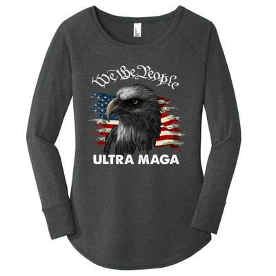 Ultra MAGA American Flag We The People Eagle Women's Perfect Tri Tunic Long Sleeve Shirt