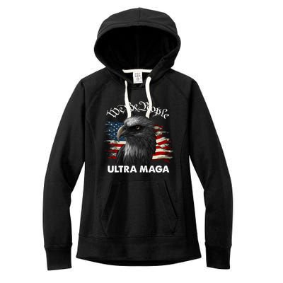 Ultra MAGA American Flag We The People Eagle Women's Fleece Hoodie