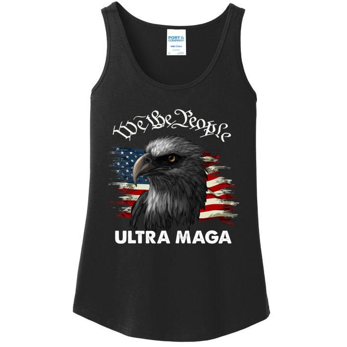 Ultra MAGA American Flag We The People Eagle Ladies Essential Tank