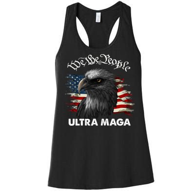 Ultra MAGA American Flag We The People Eagle Women's Racerback Tank