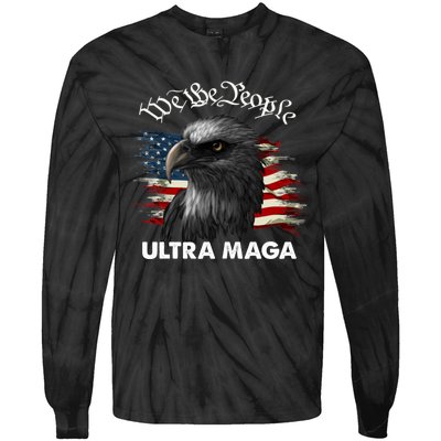 Ultra MAGA American Flag We The People Eagle Tie-Dye Long Sleeve Shirt