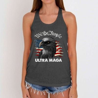 Ultra MAGA American Flag We The People Eagle Women's Knotted Racerback Tank