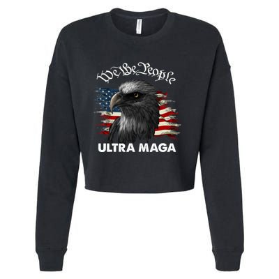 Ultra MAGA American Flag We The People Eagle Cropped Pullover Crew