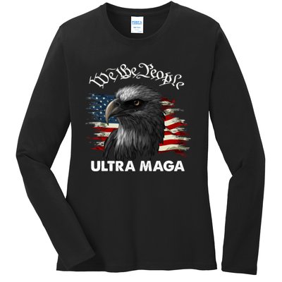 Ultra MAGA American Flag We The People Eagle Ladies Long Sleeve Shirt