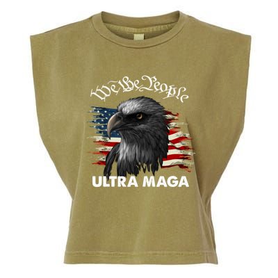 Ultra MAGA American Flag We The People Eagle Garment-Dyed Women's Muscle Tee