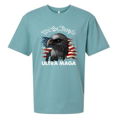 Ultra MAGA American Flag We The People Eagle Sueded Cloud Jersey T-Shirt