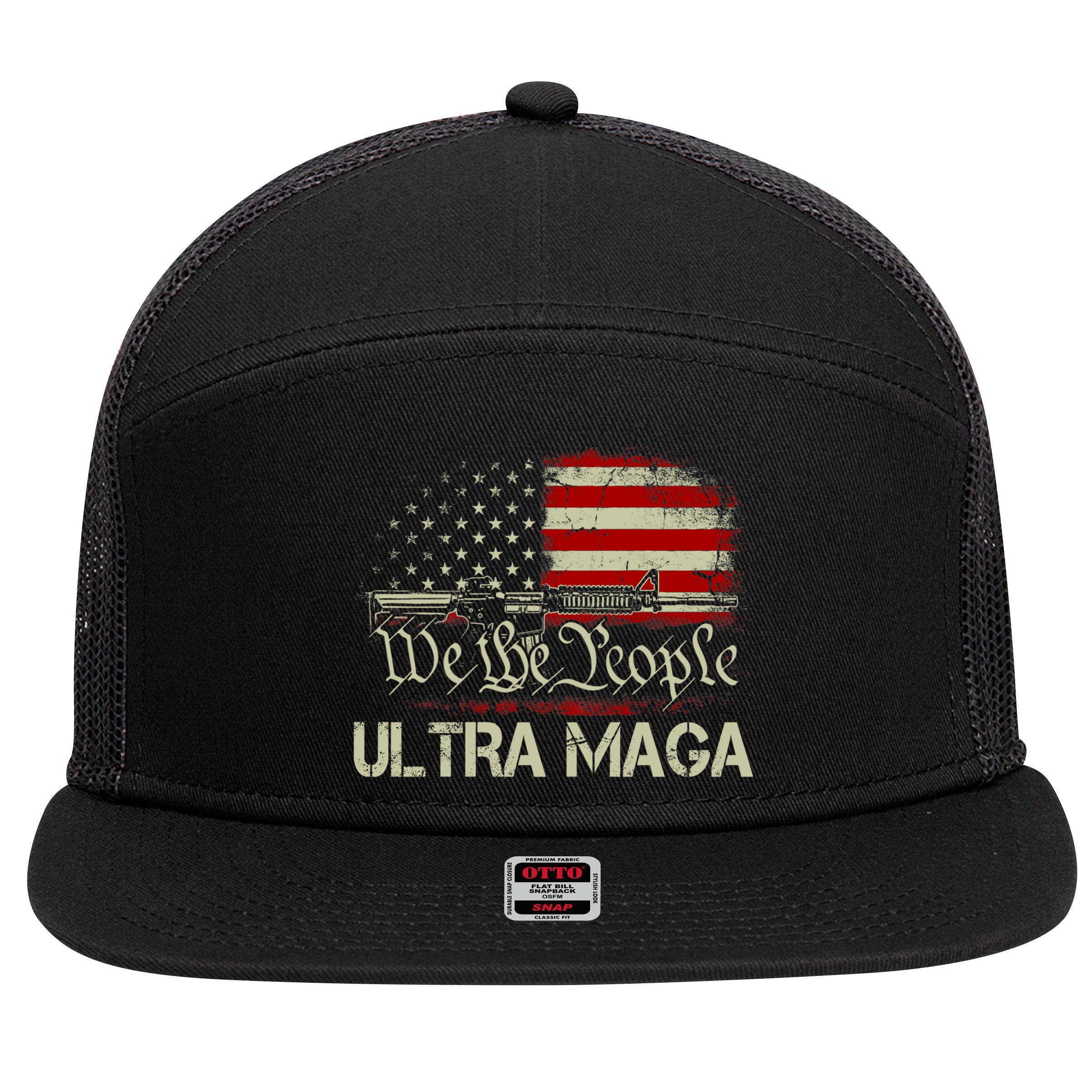 Ultra MAGA American Flag We The People 1776 7 Panel Mesh Trucker Snapback Hat