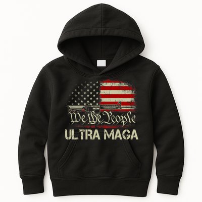 Ultra MAGA American Flag We The People 1776 Kids Hoodie