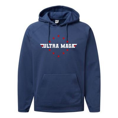 Ultra MAGA Anti Biden Parody Trump 2024 Performance Fleece Hoodie