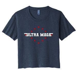 Ultra MAGA Anti Biden Parody Trump 2024 Women's Crop Top Tee