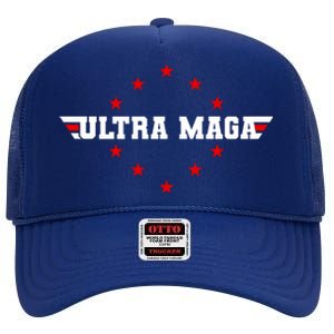 Ultra MAGA Anti Biden Parody Trump 2024 High Crown Mesh Back Trucker Hat