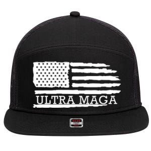 Ultra Maga American Flag Graphic 7 Panel Mesh Trucker Snapback Hat