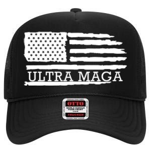 Ultra Maga American Flag Graphic High Crown Mesh Back Trucker Hat