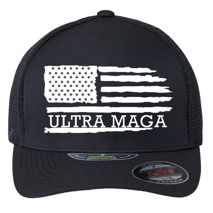 Ultra Maga American Flag Graphic Flexfit Unipanel Trucker Cap