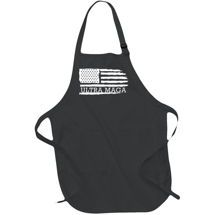 Ultra Maga American Flag Graphic Full-Length Apron With Pockets