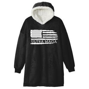 Ultra Maga American Flag Graphic Hooded Wearable Blanket