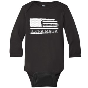 Ultra Maga American Flag Graphic Baby Long Sleeve Bodysuit