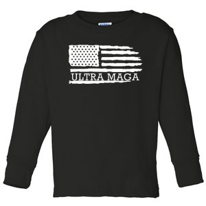 Ultra Maga American Flag Graphic Toddler Long Sleeve Shirt