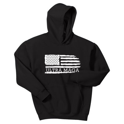 Ultra Maga American Flag Graphic Kids Hoodie