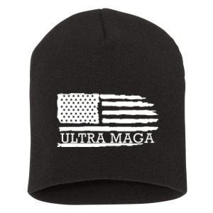 Ultra Maga American Flag Graphic Short Acrylic Beanie