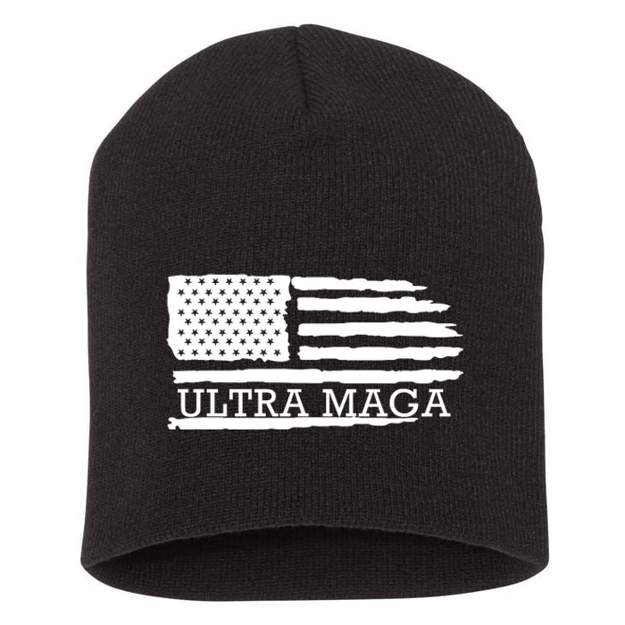 Ultra Maga American Flag Graphic Short Acrylic Beanie