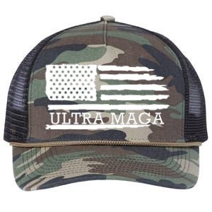 Ultra Maga American Flag Graphic Retro Rope Trucker Hat Cap