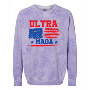 Ultra Maga American Flag Graphic Colorblast Crewneck Sweatshirt