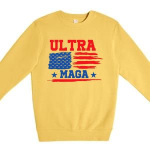 Ultra Maga American Flag Graphic Premium Crewneck Sweatshirt