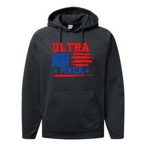 Ultra Maga American Flag Graphic Performance Fleece Hoodie