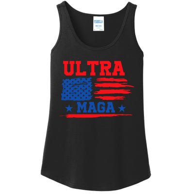 Ultra Maga American Flag Graphic Ladies Essential Tank