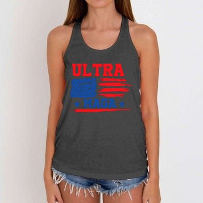 Ultra Maga American Flag Graphic Women's Knotted Racerback Tank