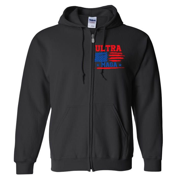 Ultra Maga American Flag Graphic Full Zip Hoodie