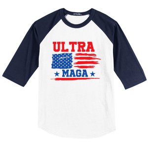 Ultra Maga American Flag Graphic Baseball Sleeve Shirt