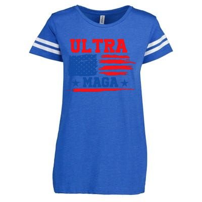 Ultra Maga American Flag Graphic Enza Ladies Jersey Football T-Shirt