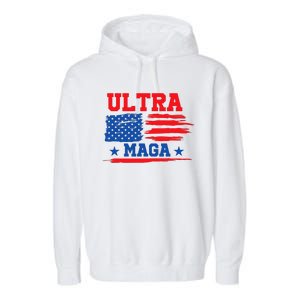 Ultra Maga American Flag Graphic Garment-Dyed Fleece Hoodie