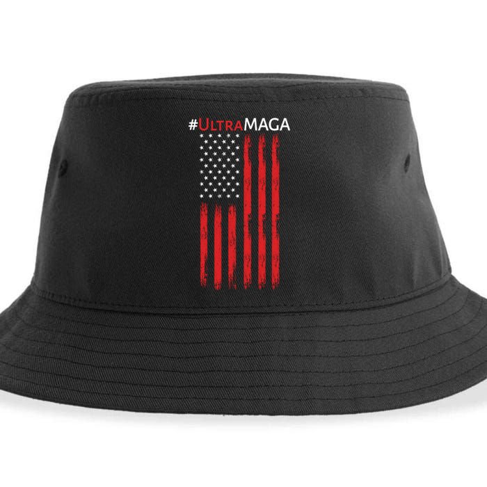 Ultra MAGA American Flag Ultra Maga Usa Flag Sustainable Bucket Hat