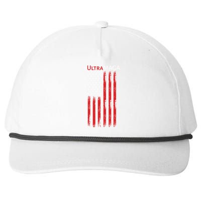 Ultra MAGA American Flag Ultra Maga Usa Flag Snapback Five-Panel Rope Hat