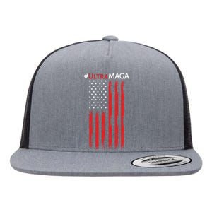 Ultra MAGA American Flag Ultra Maga Usa Flag Flat Bill Trucker Hat