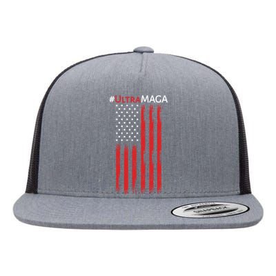 Ultra MAGA American Flag Ultra Maga Usa Flag Flat Bill Trucker Hat