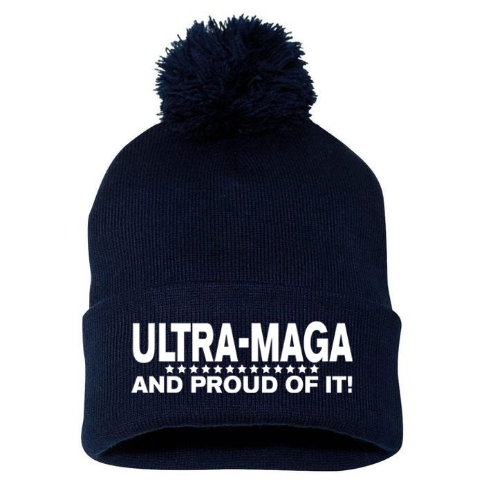 Ultra MAGA And Proud Of It Anti Biden Pom Pom 12in Knit Beanie