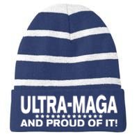 Ultra MAGA And Proud Of It Anti Biden Striped Beanie with Solid Band