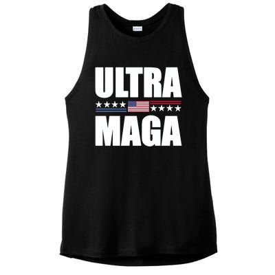 Ultra Maga American Flag Ladies PosiCharge Tri-Blend Wicking Tank