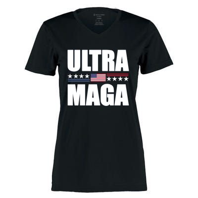 Ultra Maga American Flag Women's Momentum V-Neck T-Shirt