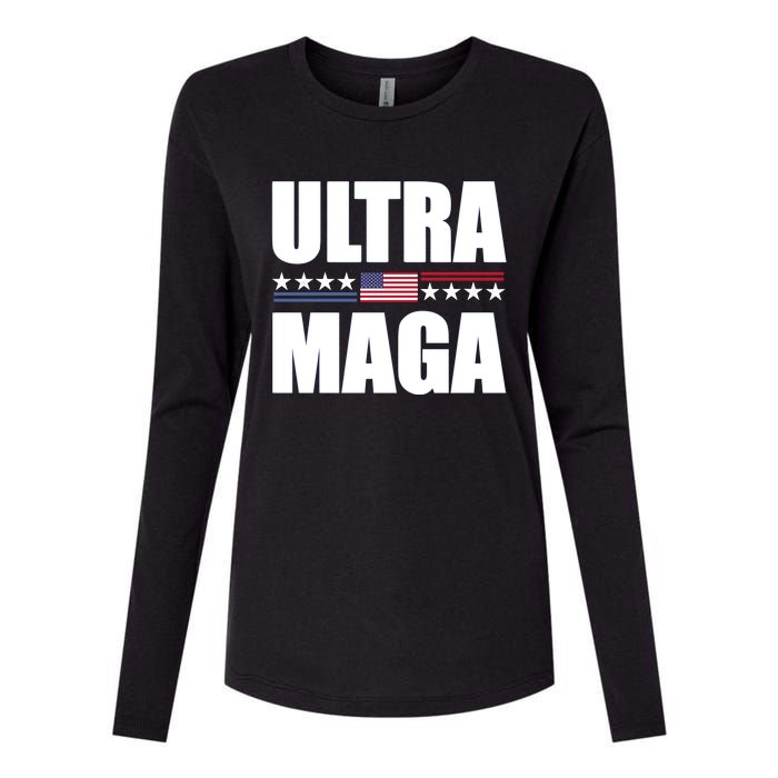 Ultra Maga American Flag Womens Cotton Relaxed Long Sleeve T-Shirt