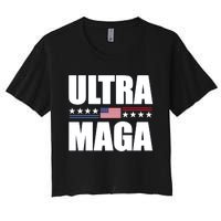 Ultra Maga American Flag Women's Crop Top Tee