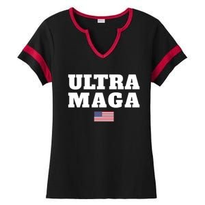 Ultra MAGA American Flag Ladies Halftime Notch Neck Tee