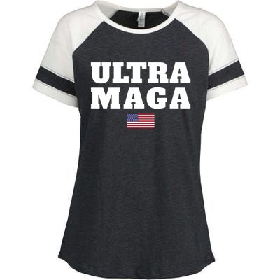 Ultra MAGA American Flag Enza Ladies Jersey Colorblock Tee