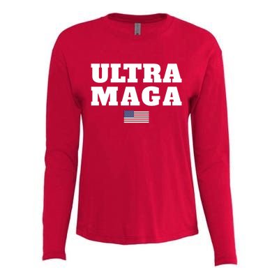 Ultra MAGA American Flag Womens Cotton Relaxed Long Sleeve T-Shirt