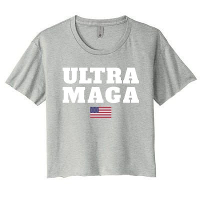 Ultra MAGA American Flag Women's Crop Top Tee